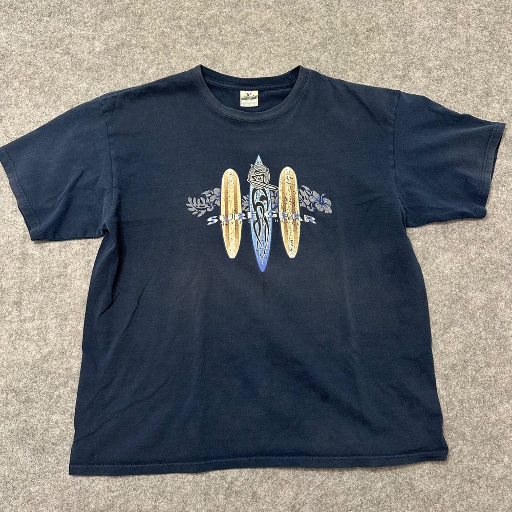 Yazbek Surf Gear T-Shirt Mens XL Blue Vintage Y2K North Shore Hawaii Graphic